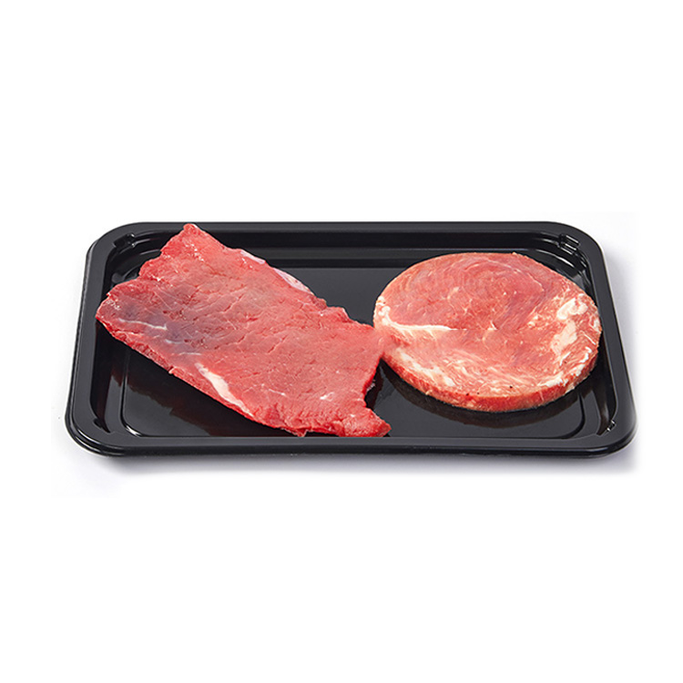 HSQY Black Rectangular PP Map Sea Food Trays Packaging Sealable Thermoforming Tray for Meat